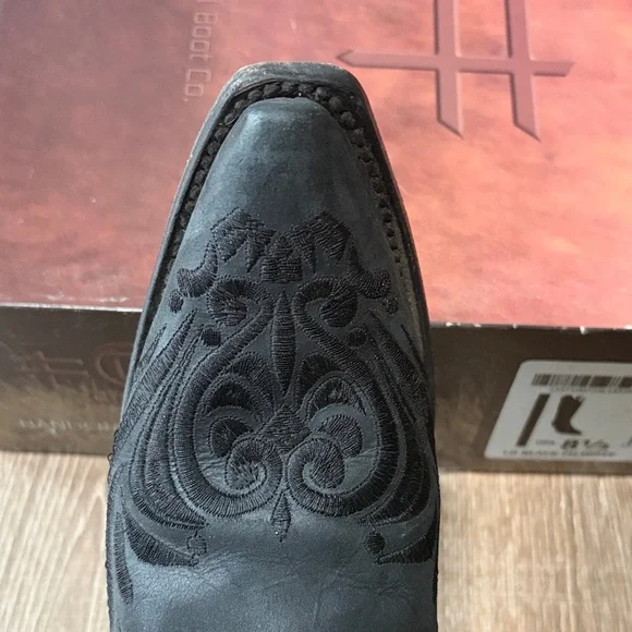 Circle G Black Embroidered Heeled Boots - Picture 4 of 6